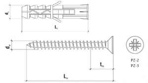 100 Stk. Multizweckdübel 12 x 60 mm m. Schraube 6.0x80mm