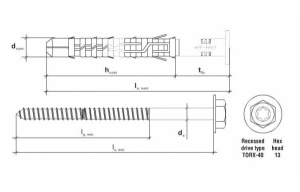 2 Stk. Rahmendübel m. Sechskantkopfschraube KPR-FAST 12 x 230mm