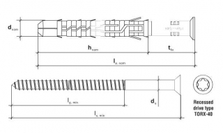 10 Stk. Rahmendbel mit Schraube KPS-FAST 12 x 160mm