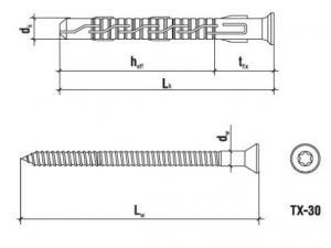 50 Stk. Rahmendübel mit Schraube KPS-FAST 8 x 120mm