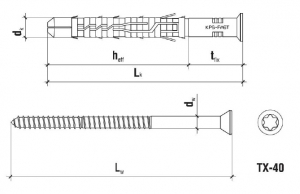 50 Stk. Rahmendübel mit Schraube KPS-FAST Edelstahl A4 10 x 100mm