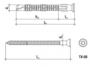 10 Stk. Rahmendübel mit Schraube KPS-FAST Edelstahl A4 8 x 80mm