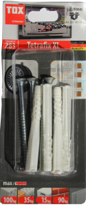 4 Stk. Allzweckdübel Tetrafix XL 8/80 mit Schrauben