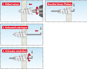 4 Stk. Gipskartondübel Pirat Leslie-L Hakenschraube
