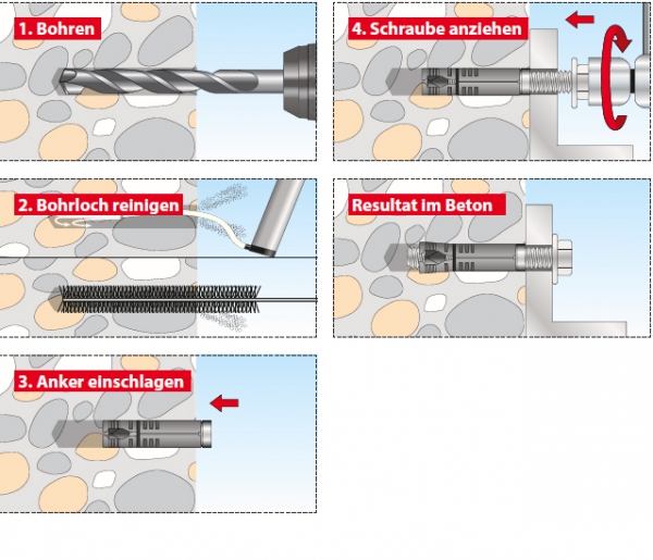 10 Stk. Maschinendübel TAC M8 x 50mm mit Schraube