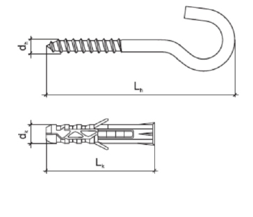 10 Stk. Multizweck Qualitätsdübel 8 x 40mm mit Rundhaken