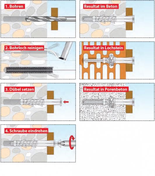 50 Stk. Allzweckdübel Tetrafix XL 6/65 mit Schrauben