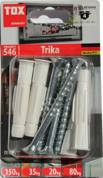 4 Stk. Allzweckdübel TRIKA 10 x 61mm mit Schrauben