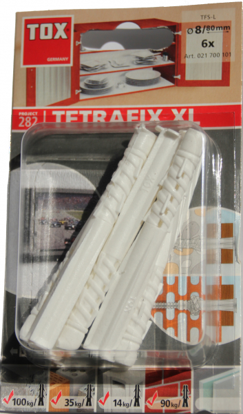 6 Stk. Allzweckdübel Tetrafix XL 8/80
