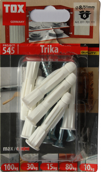 6 Stk. Allzweckdübel TRIKA 8 x 51mm mit Schrauben