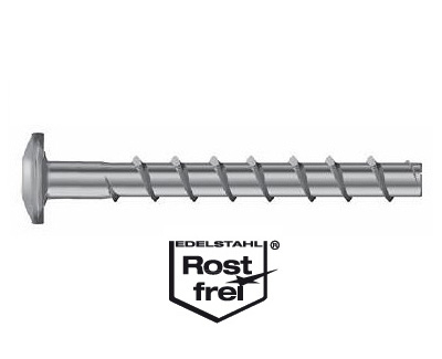 10 Stk. Betonschrauben BSZ-LK in Edelstahl A4 mit Linsenkopf 6 x 60mm