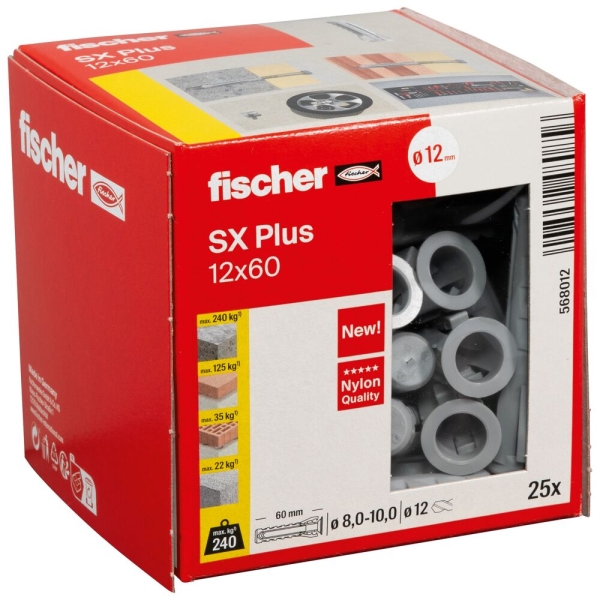 125 Stk. Fischer Spreizdübel SX Plus 12 x 60 (Gewerbepackung)