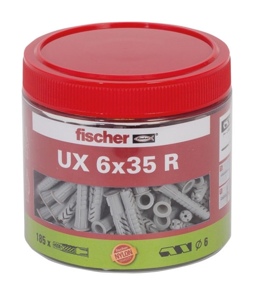 185 Stk. Fischer Universaldübel UX 6 x 35 R in der Runddose